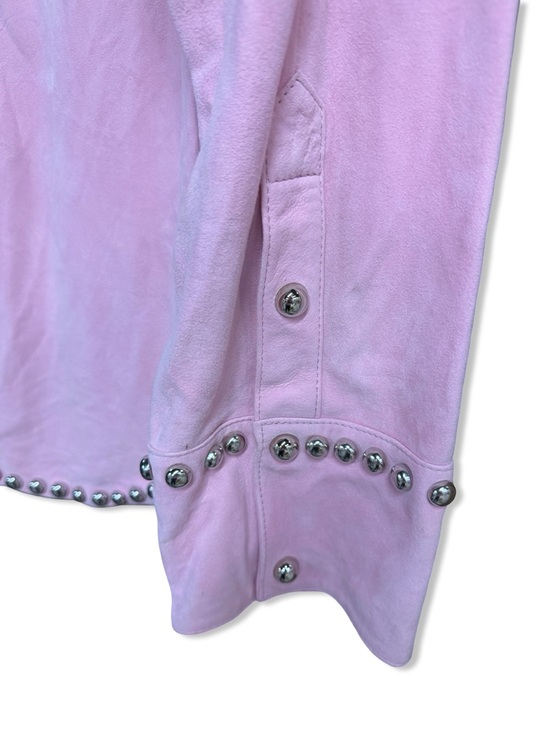 Retrofete Palmira Suede Shirt Studded Pink Button-Up jacket FWRD $898 NWT M - Picture 10 of 14